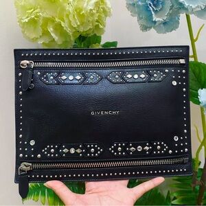 Givenchy Black Leather Studded Pouch